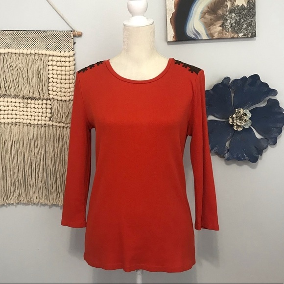 Lauren Ralph Lauren Tops - Vintage Ralph Lauren leather detail top